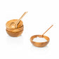 Teak set of 4 salt bowls and spoons