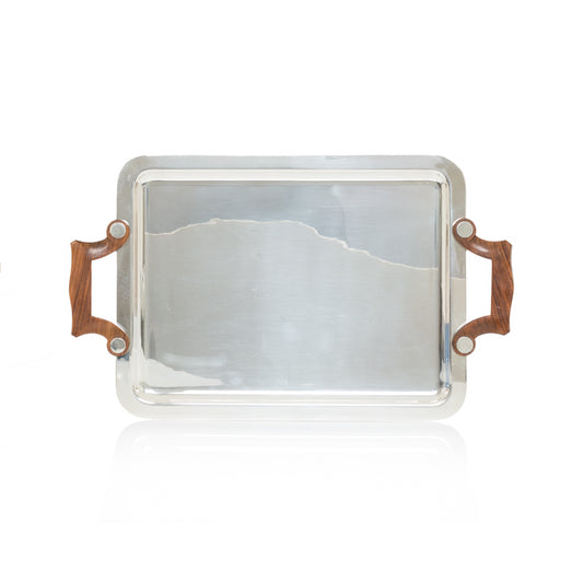 Antique Tray with Wood Handles