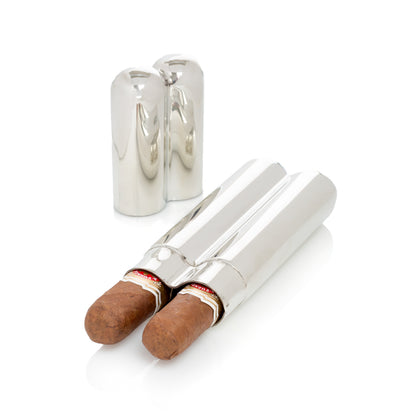 Double Cigar Holder Silver Plate