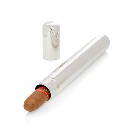 Single Cigar Holder Silver Plate