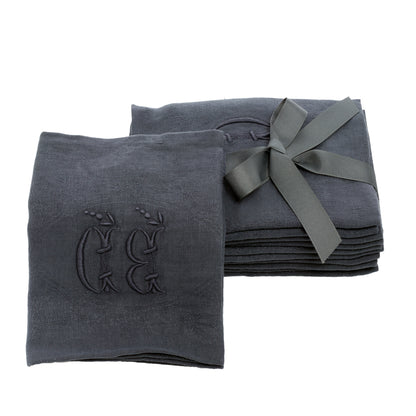 Graphite Grey - Antique French Napkins, Set of 6