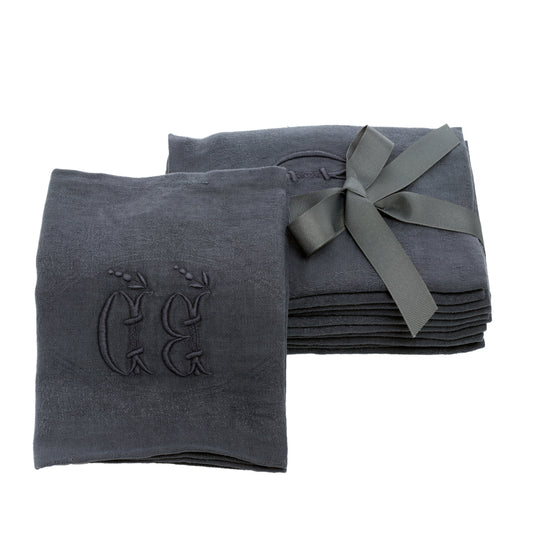 Graphite Grey - Antique French Napkins, Set of 6