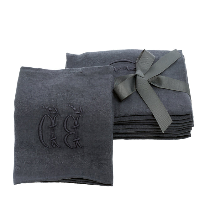 Graphite Grey - Antique French Napkins, Set of 6