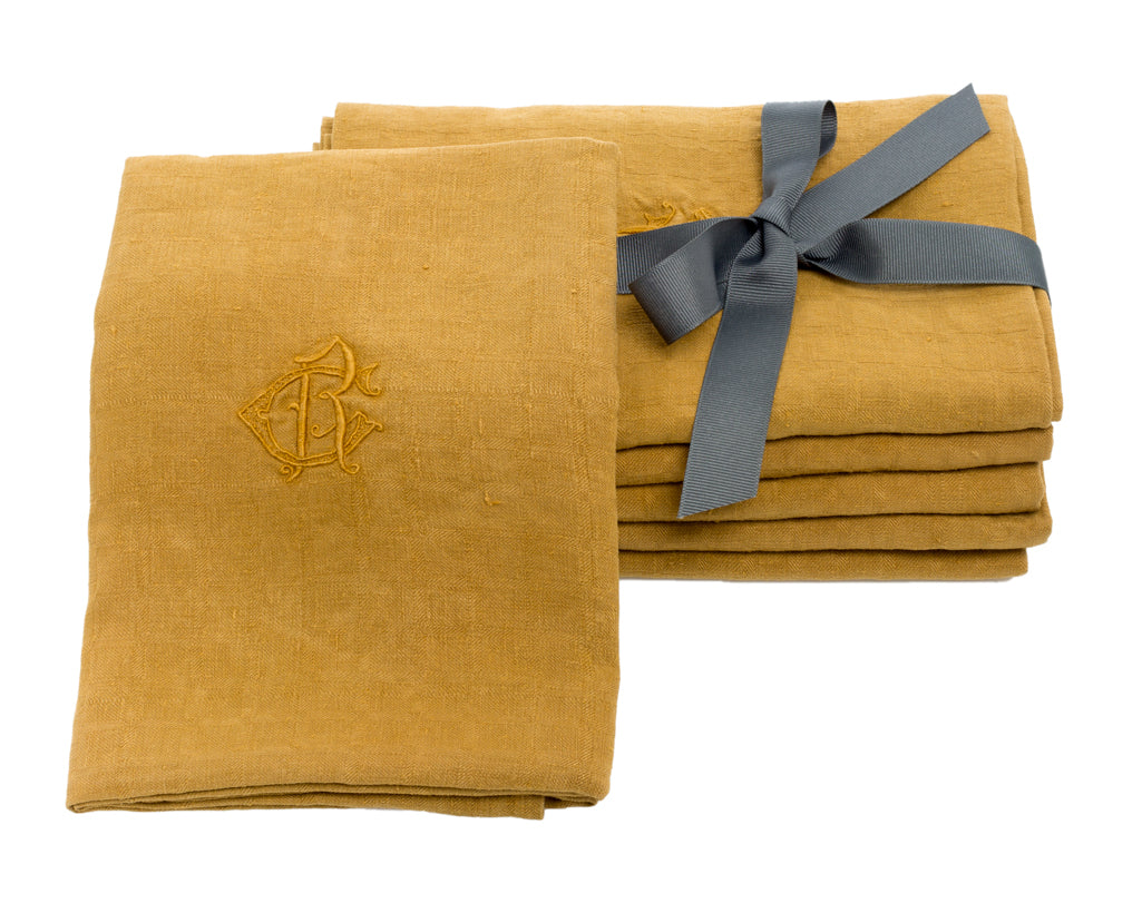 Caramel - Antique French Napkins, Set of 6
