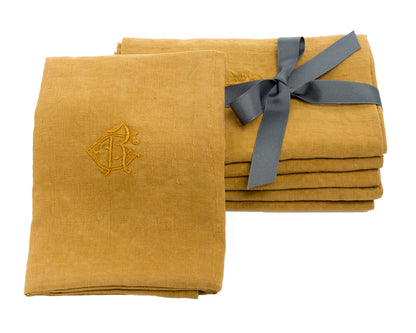 Caramel - Antique French Napkins, Set of 6