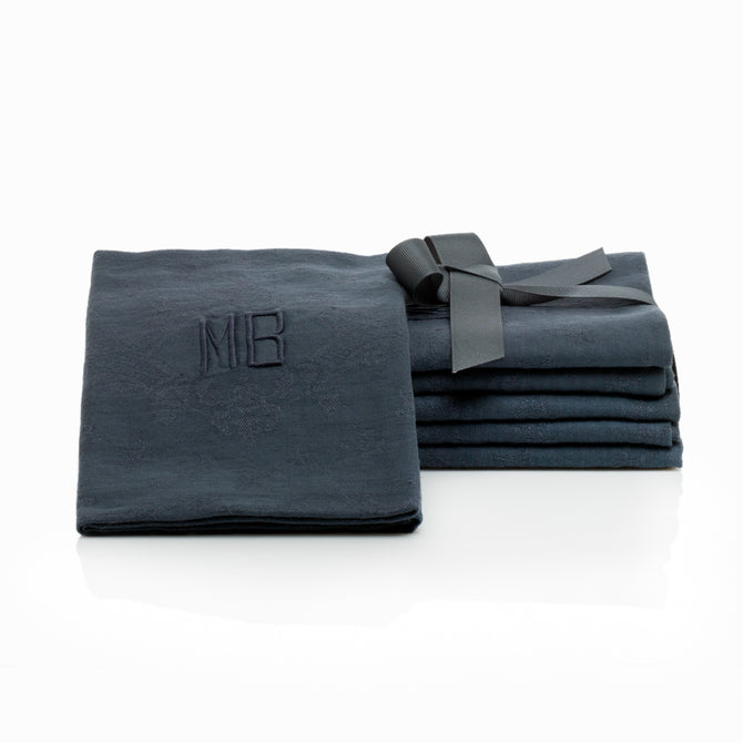 Graphite Grey - Antique French Napkins, Set of 12