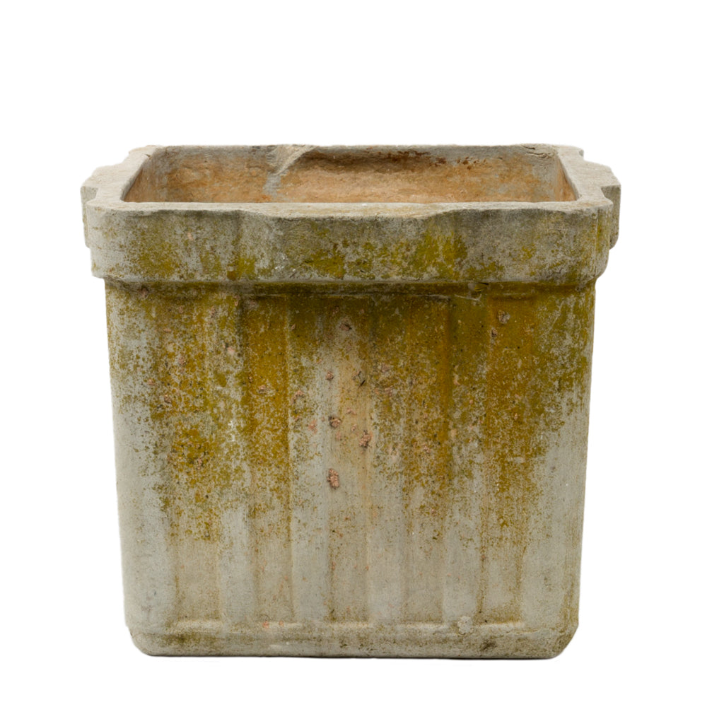 Vintage French Ribbed Square Planter
