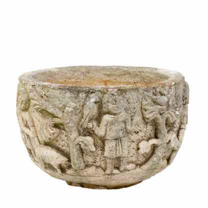 Antique French Medieval Relief Planter