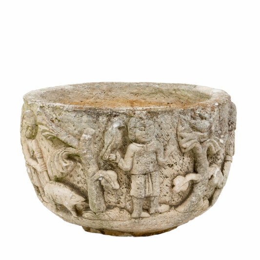 Antique French Medieval Relief Planter