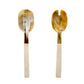 Variegated Horn Salad Servers w/ White Bone Handle