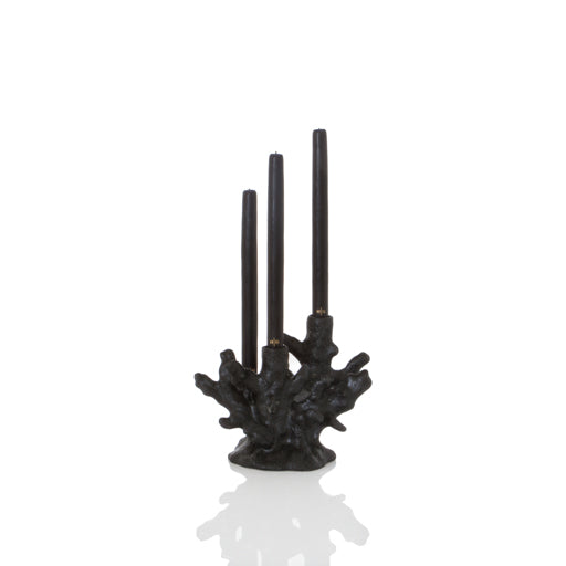 Coral Candleholder, Three Candles, Matte Black